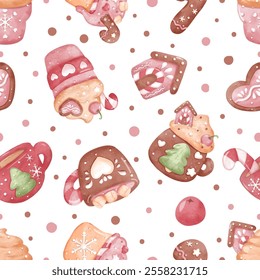 Joyful Winter and Christmas Seamless Pattern