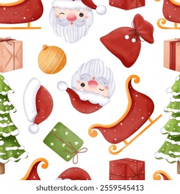 Joyful Winter and Christmas Seamless Pattern