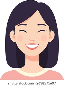 Joyful Woman, Happy Face, Smiling Expression, Positive Emotion, Avatar Illustration