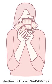 A joyful woman with multiple lottery tickets in hand, vividly expressing her excitement and eager anticipation