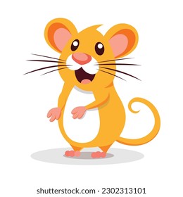 Joyful Yellow Color Pet Rat: Minimalist Flat Vector Illustration