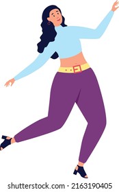 Joyful young woman jumping. Active happy person