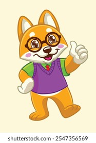 Joyfull Shiba Inu College Student Mascot