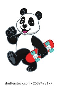 Joyfull Skater Panda Mascot Character