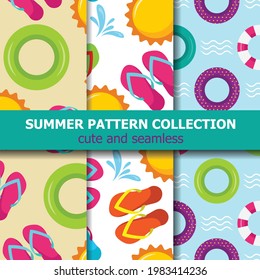Joyfull summer pattern collection. Beach theme. Summer banner. Vector