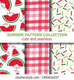 Joyfull summer pattern collection. Watermelon theme. Summer banner. Vector