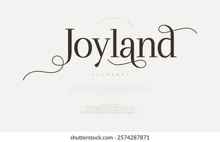 Joyland typography beauty fashion elegant minimalist serif italic fonts decorative wedding vintage retro logos. Minimal luxury font alphabet logo. Vector illustration