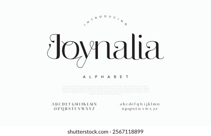 Joynalia typography beauty fashion elegant minimalist serif italic fonts decorative wedding vintage retro logos. Minimal luxury font alphabet logo. Vector illustration