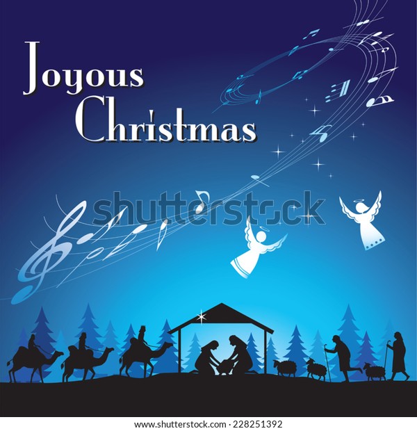Joyous Christmas Vector Illustration Traditional Christian Stock Vector ...