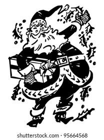 Joyous Santa - Retro Clipart Illustration