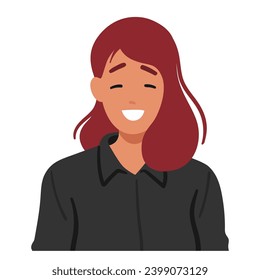 Joyous Woman Radiates Happiness With A Bright Smile, Joyful Female Character Creating An Infectious And Heartwarming Atmosphere That Uplifts Those Around Her. Cartoon People Vector Illustration