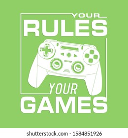 Joypad gamer typography, tee shirt graphics, vectors