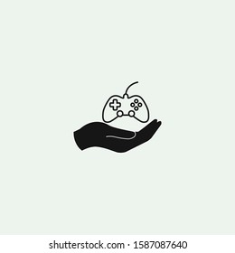 Joypad in hand. Flat vector icon