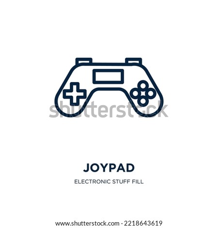 joypad icon from electronic stuff fill collection. Thin linear joypad, game, gamepad outline icon isolated on white background. Line vector joypad sign, symbol for web and mobile