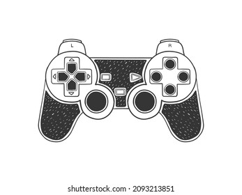 Joypad. Joystick para consola de juegos. Gamepad dibujado a mano. Ilustración en estilo de esbozo. Imagen del vector