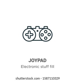 Joypad outline vector icon. Thin line black joypad icon, flat vector simple element illustration from editable electronic stuff fill concept isolated on white background