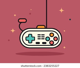 joypad vector flat color icon. Game Joystick vector graphics