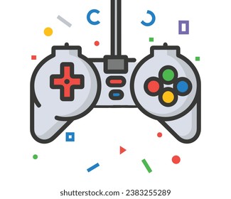 joypad vector flat color icon. Game Joystick vector graphics