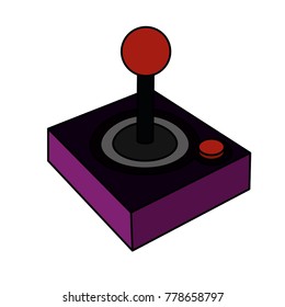 Joysitck of videogame play retro and technology theme Isolated design Vector illustration