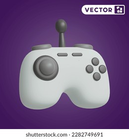 joystick 3D vector icon set, on a purple background