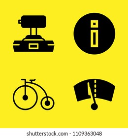 joystick, bicycle, information and windshield vector icon set. Sample icons set for web and graphic design