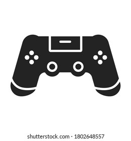 Joystick black glyph icon. Input device. Home leisure. Isolated vector element. 