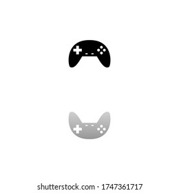 Joystick. Black symbol on white background. Simple illustration. Flat Vector Icon. Mirror Reflection Shadow. 