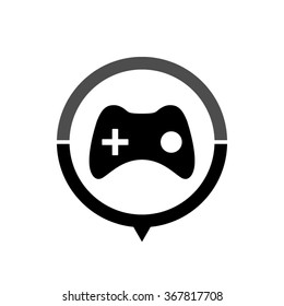 joystick - black vector icon; map pointer;  message bubble