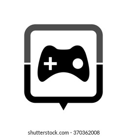 joystick - black vector icon; map pointer;  message bubble
