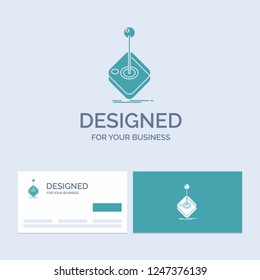 Joystick Business Logo Glyph Icon Symbol for your business. Turquoise Business Cards with Brand logo template.