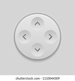 Joystick button. Gray plastic interface element. Vector 3d illustration
