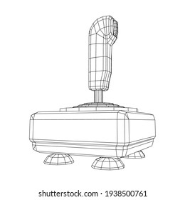 Joystick with buttons. Retro video game controller gamepad. Wireframe low poly mesh vector illustration