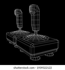 Joystick with buttons. Retro video game controller gamepad. Wireframe low poly mesh vector illustration