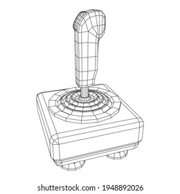 Joystick with buttons. Retro video game controller gamepad. Wireframe low poly mesh vector illustration