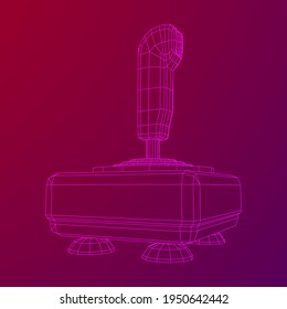 Joystick with buttons. Retro video game controller gamepad. Wireframe low poly mesh vector illustration
