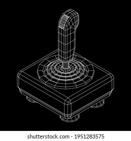 Joystick with buttons. Retro video game controller gamepad. Wireframe low poly mesh vector illustration
