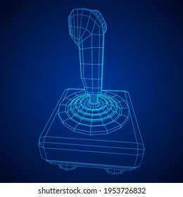 Joystick with buttons. Retro video game controller gamepad. Wireframe low poly mesh vector illustration