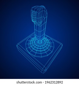 Joystick with buttons. Retro video game controller gamepad. Wireframe low poly mesh vector illustration