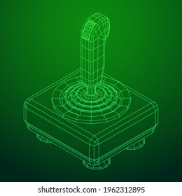 Joystick with buttons. Retro video game controller gamepad. Wireframe low poly mesh vector illustration