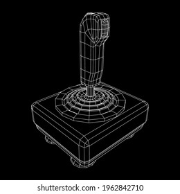 Joystick with buttons. Retro video game controller gamepad. Wireframe low poly mesh vector illustration