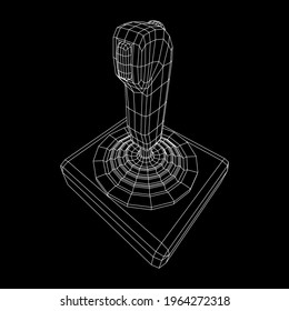 Joystick with buttons. Retro video game controller gamepad. Wireframe low poly mesh vector illustration