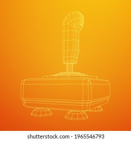 Joystick with buttons. Retro video game controller gamepad. Wireframe low poly mesh vector illustration
