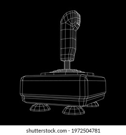 Joystick with buttons. Retro video game controller gamepad. Wireframe low poly mesh vector illustration