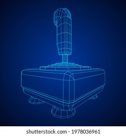 Joystick with buttons. Retro video game controller gamepad. Wireframe low poly mesh vector illustration