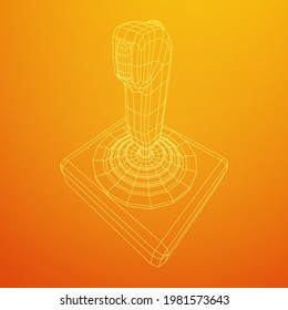 Joystick with buttons. Retro video game controller gamepad. Wireframe low poly mesh vector illustration