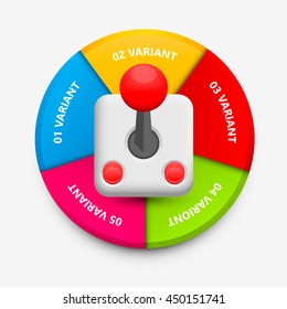 Joystick circle infographics. Joystick icon 3d. Vector infographic illustration