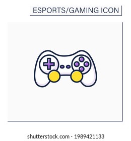Icono de color de joystick. Dispositivo de entrada. columna Control. Jugando herramientas de videojuegos. Equipo técnico. Concepto de ciberdeporte. Ilustración vectorial aislada