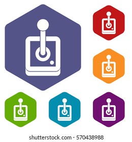 Joystick for computer games icons set rhombus in different colors isolated on white background