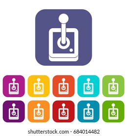 Joystick for computer games icons set