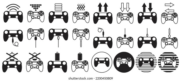 Joystick Console Next Gen Collection. Controller Video Gaming Icon Set. Gaming Vector Illustration